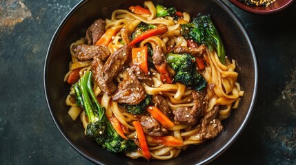 Beef and vegetable stir fried noodles