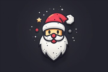 Naklejka premium A charming minimalist illustration of Santa Claus, featuring his iconic red hat, white beard, and glasses.