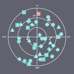 Computer display of satellite plot control.