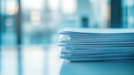 Office paperwork with a blurred background and ample copy space for text