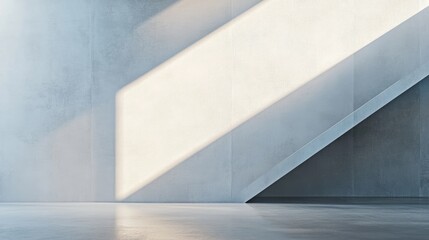 Obraz premium Abstract composition featuring soft shades and subtle light lines creating a play of lights and shadows on a white wall in a minimalist space