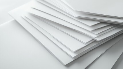 Stack of 3D paper sheets on a white background in an illustrative style