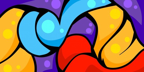 modern pattern filled with wavy shapes and colorful elements