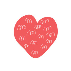 Trendy abstract heart. Valentine s day cute modern illustration. Texture element, isolated on white background. Vector illustration