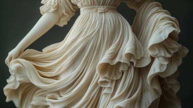 a renaissance marble statue of nyx the primordial goddess of night intricately carved with flowing drapery and ethereal details embodying the beauty of classical mythology