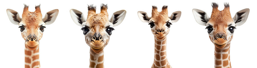Obraz premium adorable baby giraffes displaying playful expressions transparent background