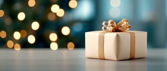 white gift box with gold bow