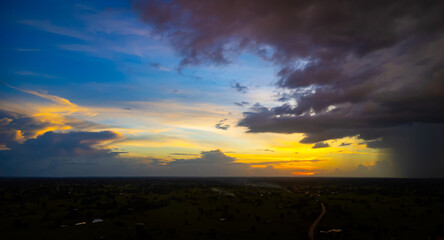 Rain clouds and black sky textured background. Danger storm cloud, Black cloud and thunder storm, Dark sky and motion clouds before rainy.sunset and sunrise.