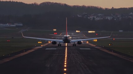 The plane is on the runway