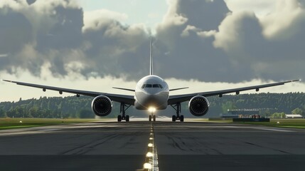 The plane is on the runway