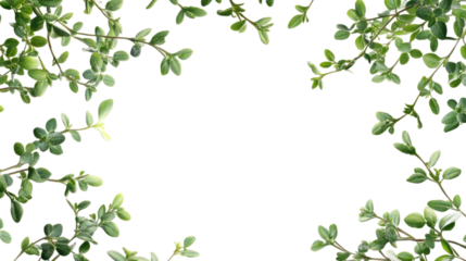 Green leaves border design featuring a floral pattern with branches and butterflies, perfect for spring and summer decorations