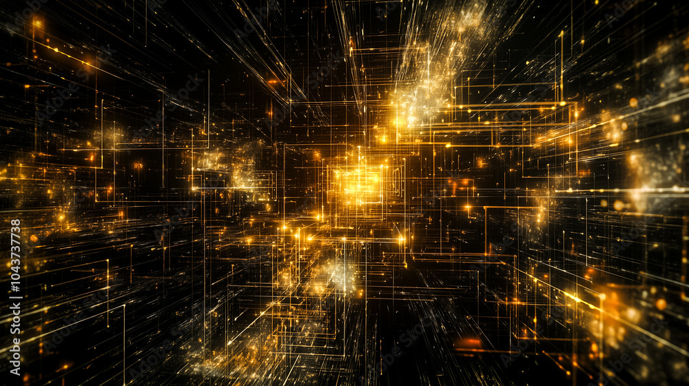 Poster a vibrant representation of data flowing between devices in a complex network environment