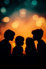 Intimate Silhouette of Love Romantic Sunset Embrace in Teal and Orange Emotional Connection Concept