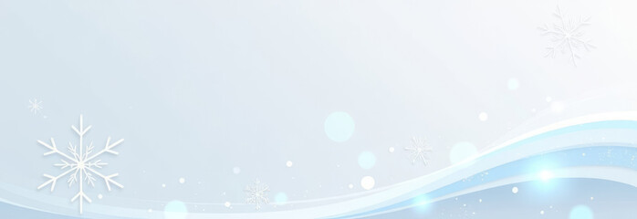 Winter wonderland background: snowflakes and gentle blue waves for holiday designs