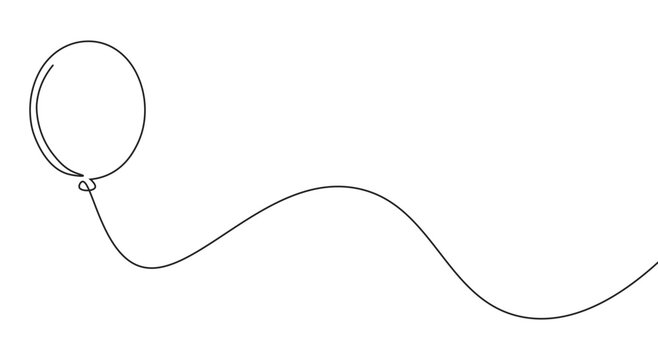 recommend clip art: Doodle balloon one continuous line drawing card poster design vector
