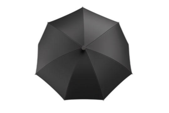Black umbrella top view isolated transparent background rainy day protection