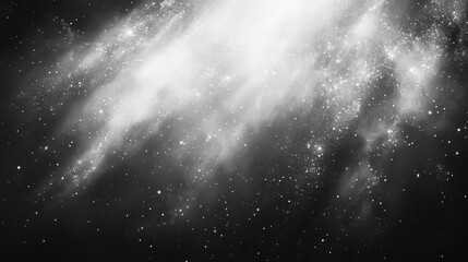 Naklejka premium Ethereal Cosmic Whispers: A Monochromatic Symphony of Stardust and Light Rays Dancing Through the Ancient Nebula's Mysterious Veil