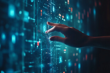 hand touching screen