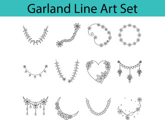 Ribbon Line Art Decorative Elements for Design