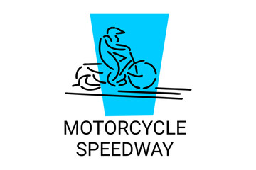motorcycle speedway sport vector line icon. motorcyclists ride their motorbikes on a dirt circuit. sport pictogram illustration.