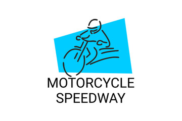 motorcycle speedway sport vector line icon. motorcyclists ride their motorbikes on a dirt circuit. sport pictogram illustration.