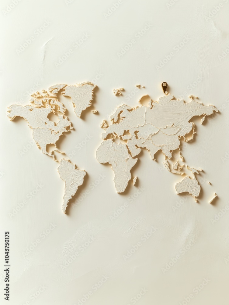 Poster A world map outline features highlighted travel destinations, perfect for inspiring future trips around the globe. Generative AI