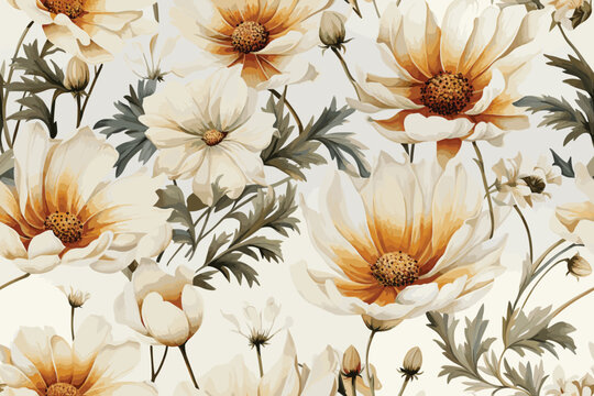 multi-color vector floral pattern. Design for wallpaper, wrapping paper, background, fabric. Vector seamless pattern with decorative climbing flowers.
