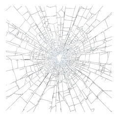 Obraz premium Shattered glass broken window cracks, isolated on white background 