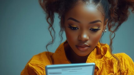 african woman diligently organizing her appointment schedule using a smartphone and planner embodying professionalism and modernity in a warm inviting atmosphere