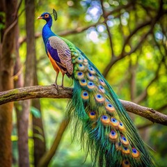 Naklejka premium peacock with feathers out