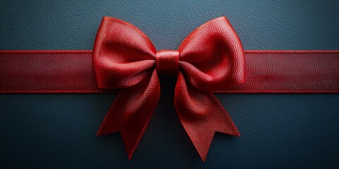 A photorealistic decorative red ribbon bow on a bright white background, perfect for Christmas gift wrapping, holiday marketing materials, or festive occasions.