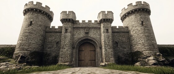 Majestic Castle Gate - Impressive Stone Architecture in Medieval Setting