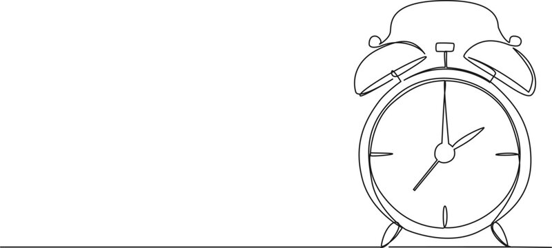 recommend clip art: continuous single line drawing of classic alarm clock, line art vector illustration