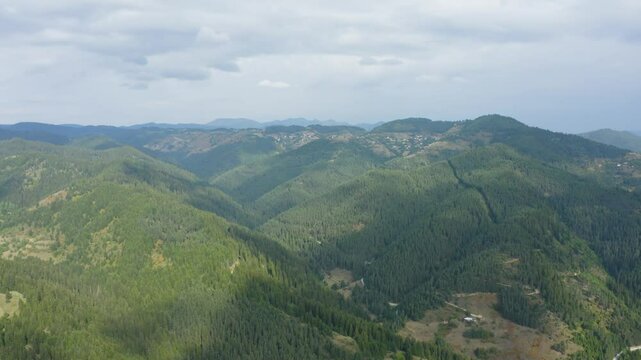 Drone footage of a city of Chepelare in the mountains of Bulgaria