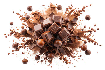 Stunning Chocolate Explosion PNG Background for Creative Projects and Marketing Materials, Perfect for Desserts, Pastries, and Bakery Promotions