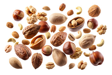 A Vibrant Collection of Flying Nuts in PNG Format Ideal for Creativity and Design Projects, Perfect for Food Blogs, Recipe Cards, and Graphic Design Work.