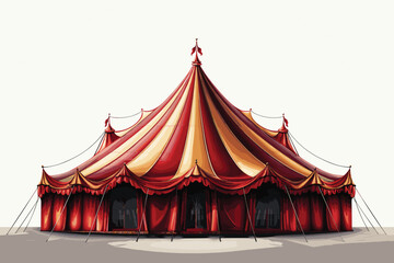 Circus Tent Isolated On White. Perfect for use in entertainment, festival, carnival and circus related designs.