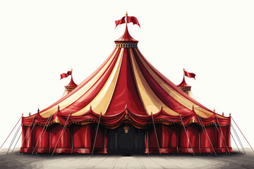 Circus Tent Isolated On White. Perfect for use in entertainment, festival, carnival and circus related designs.