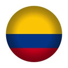 Fototapeta premium Round Colombian flag icon, vector illustration. Colombia flag button isolated on a transparent or white background.