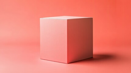 Obraz premium Cute box in a side view, set against a coral background with studio lighting and no shadows, emphasizing its adorable features