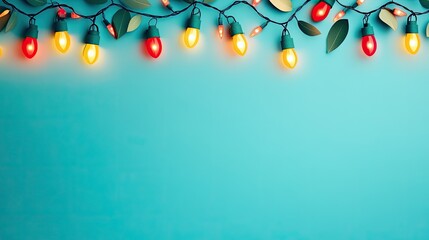 Festive paper cutouts of Christmas lights hanging across the top, with room below for copy space on a clean background.