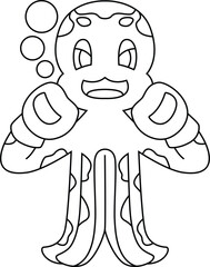 Octopus Boxer Boxing gloves Boxing Animal Vector Graphic Art Illustration