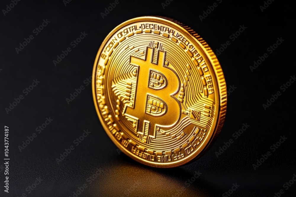 Poster abstract minimalist depiction of a golden coin, representing wealth and fortune in a simple, elegant
