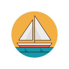 Boat flat illustration. Boat with sail logo. Sailing ship symbol. Vector illustration isolated on white background