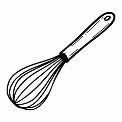 Fototapeta premium Hand Drawn Whisk Illustration in Black and White for Kitchen Designs