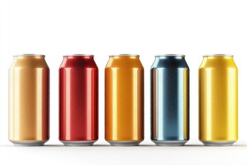 Cold Beer Cans Collection on White Background. Refreshing Beverage Aluminium Can Illustration