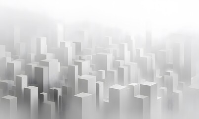 Fototapeta premium Abstract cityscape made of cubes, rendered in monochrome gray tones with white highlights for depth and perspective. 