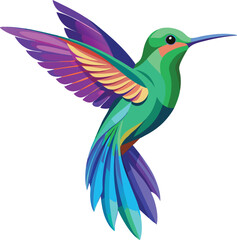 Obraz premium hummingbird and flower A strikingly colorful hovering Bird vector illustration Hummingbird cartoon design 