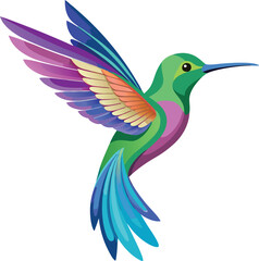 Obraz premium hummingbird and flower A strikingly colorful hovering Bird vector illustration Hummingbird cartoon design 