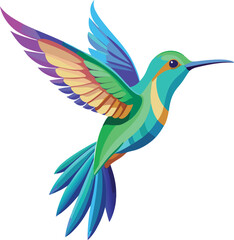 Obraz premium hummingbird and flower A strikingly colorful hovering Bird vector illustration Hummingbird cartoon design 